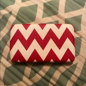 Pink and white chevron wallet